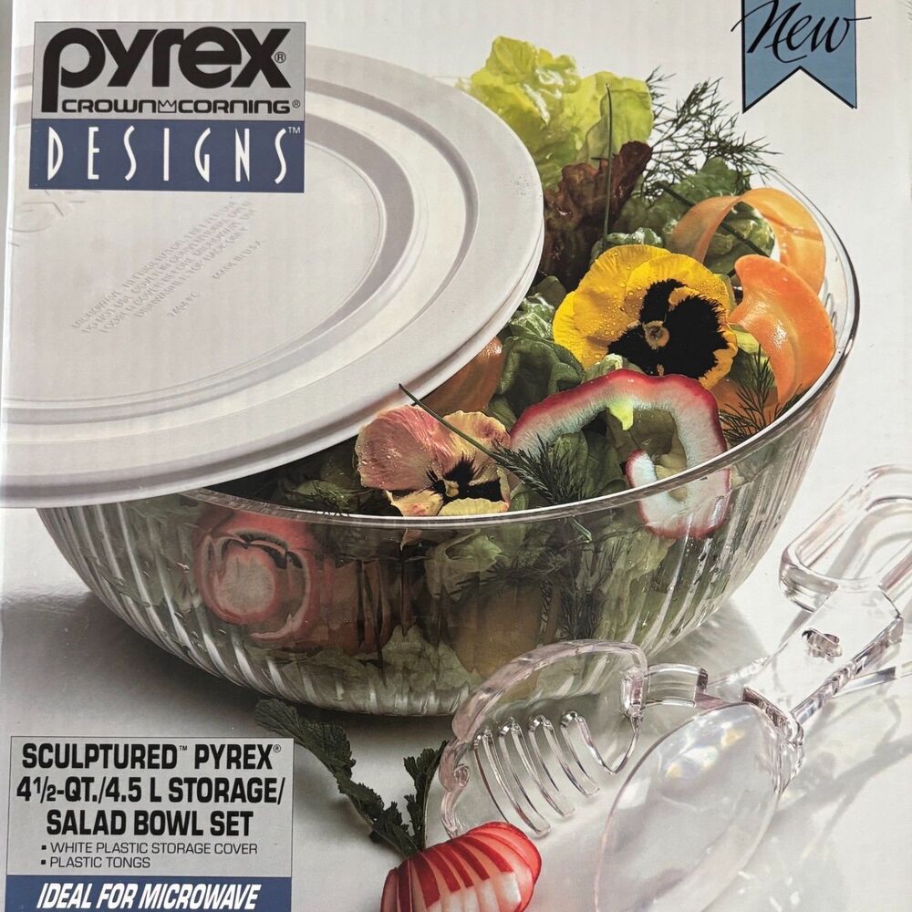 Vintage New Pyrex Sculptured Bowls Salad Bowl Set - Unopened. Crown Corning 1994